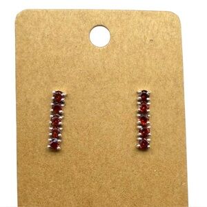 Garnet Earrings Solid 925 Sterling Silver Stud Post Back Multi Stone